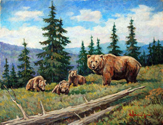 Увеличить изображение? картина с медведями Прогулка с мамой