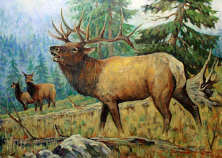 Увеличить изображение? картина с лосями Зов весны