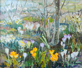 Увеличить изображение? картина маслом крокусы