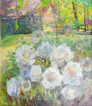 Увеличить изображение? картина белые пионы